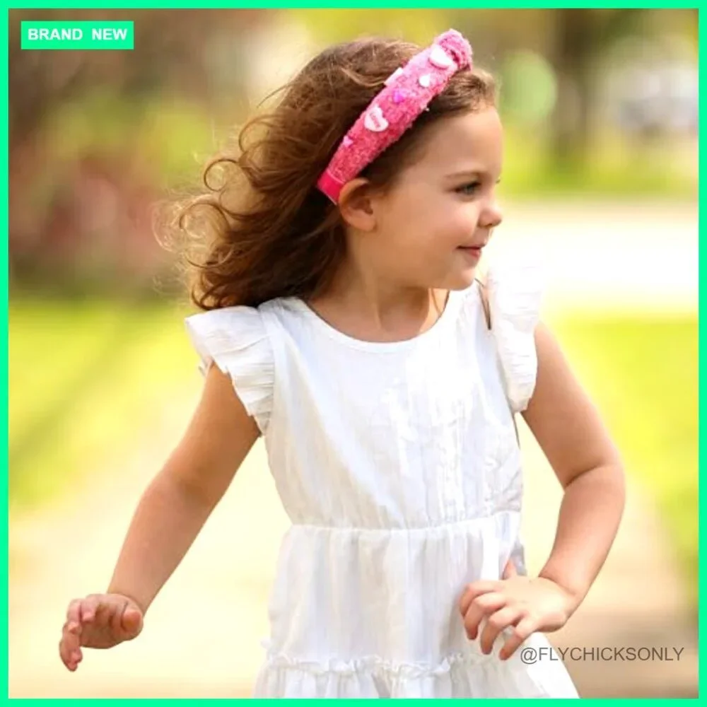 Girls Top Knot Headband with Embellishments, Non-Slip Lining, 13 Inch